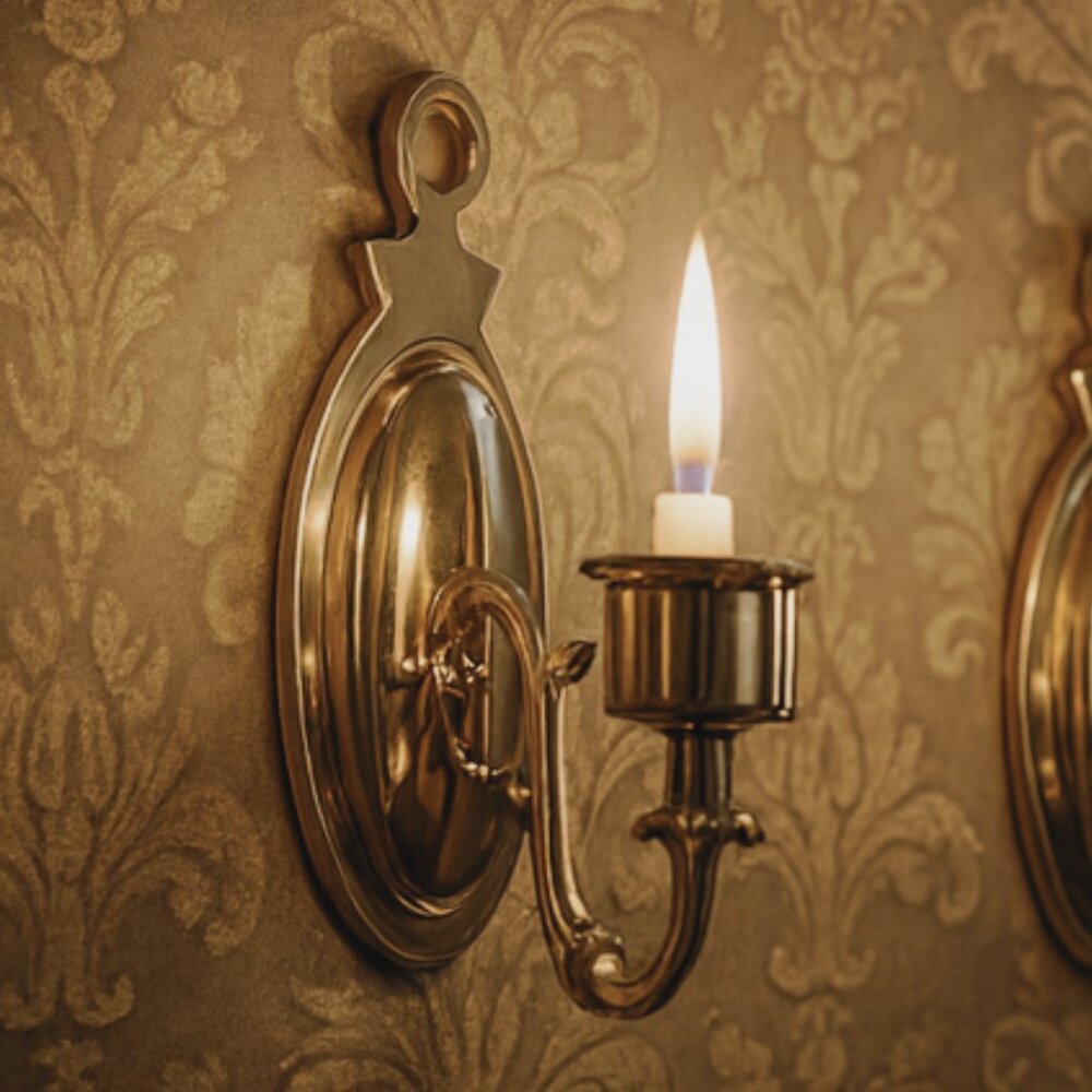 NWT Vintage Ethan Allen Solid Brass Candle Wall Scones Set of 2 - Picture 2 of 9
